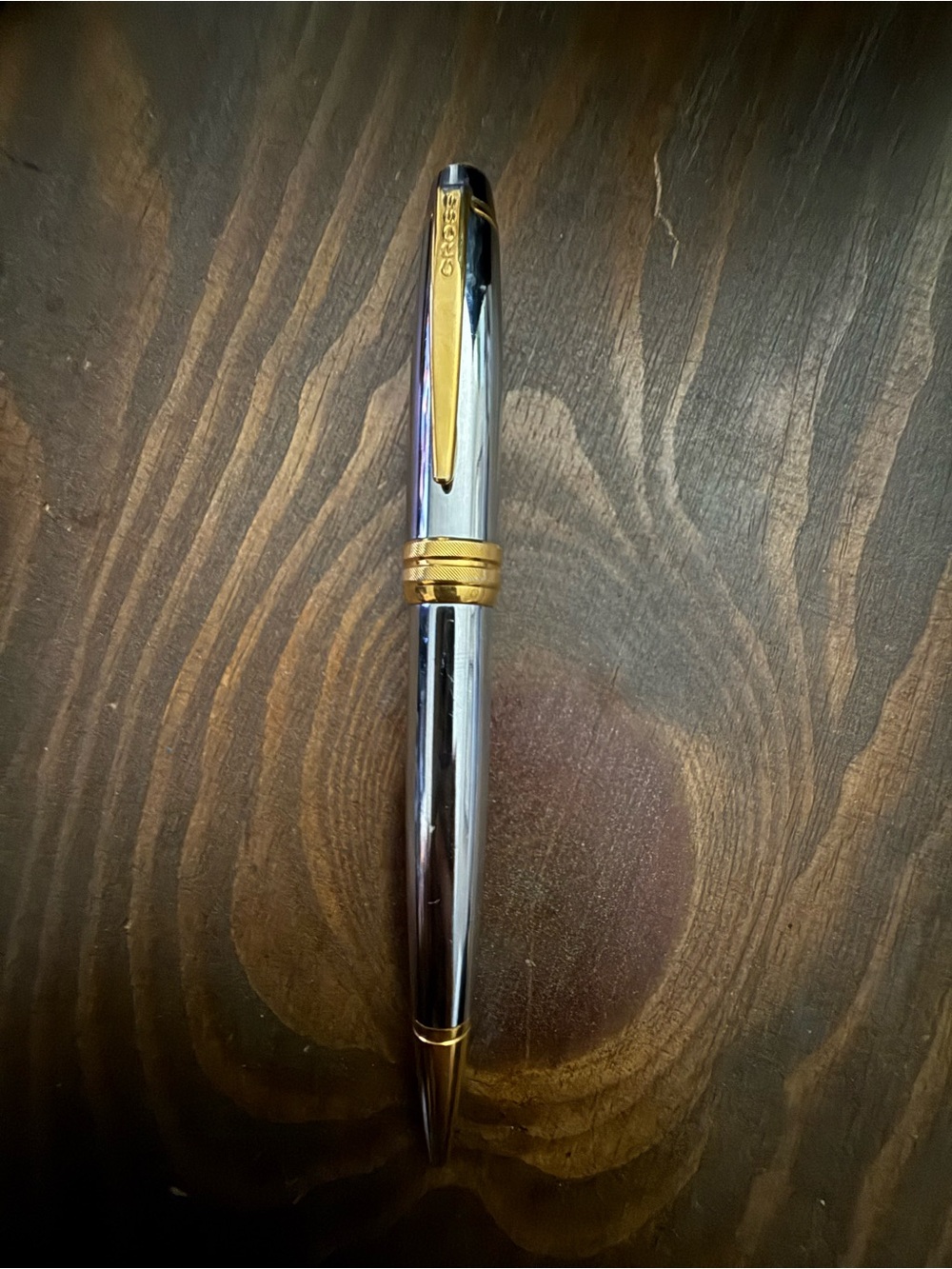 CROSS Century Classic Medalist Ball Pen Lustrous Chrome 23K Gold Plated Trim.